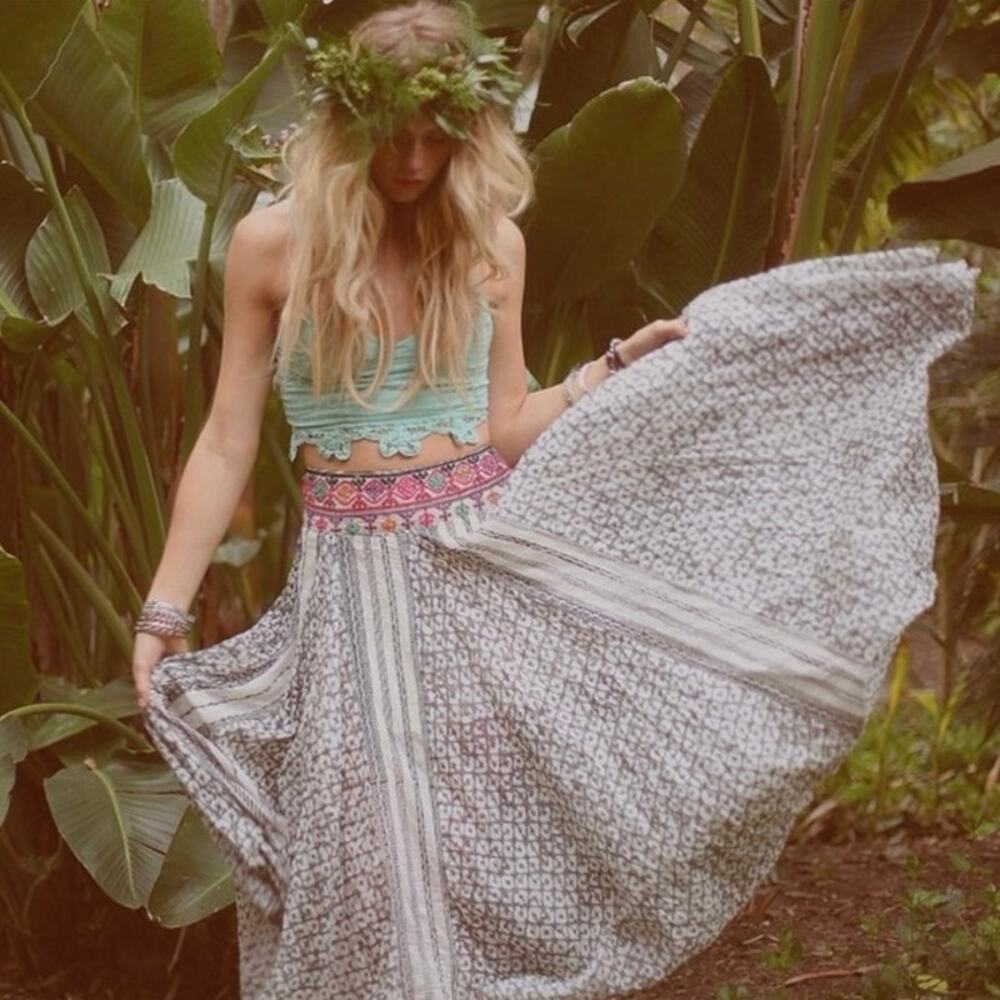 Rare Free People FP ONE Embroidered Amanda Handkerchief Skirt  XS